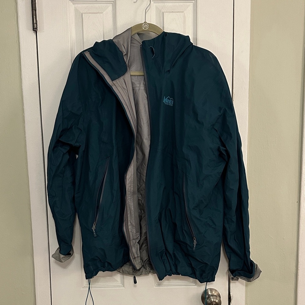 REI Teal Hooded Ski Jacket with Gray Lining